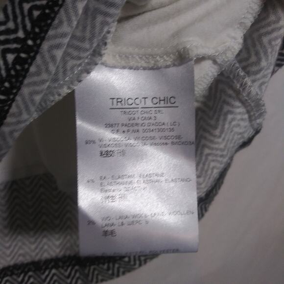 Tricot Chic Knit Cream and Black Long Sleeve Graphic Top Odd Art Luxury Size 10 - Picture 12 of 15